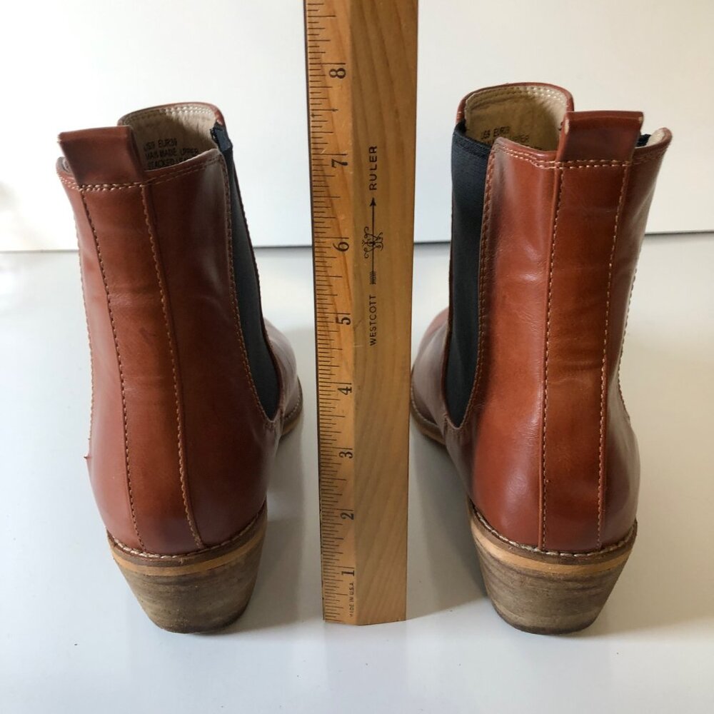 A Rider Girl Chelsea Ankle Boots Rust Black Womens Size 9 Leather Stacked Heel - Picture 4 of 7